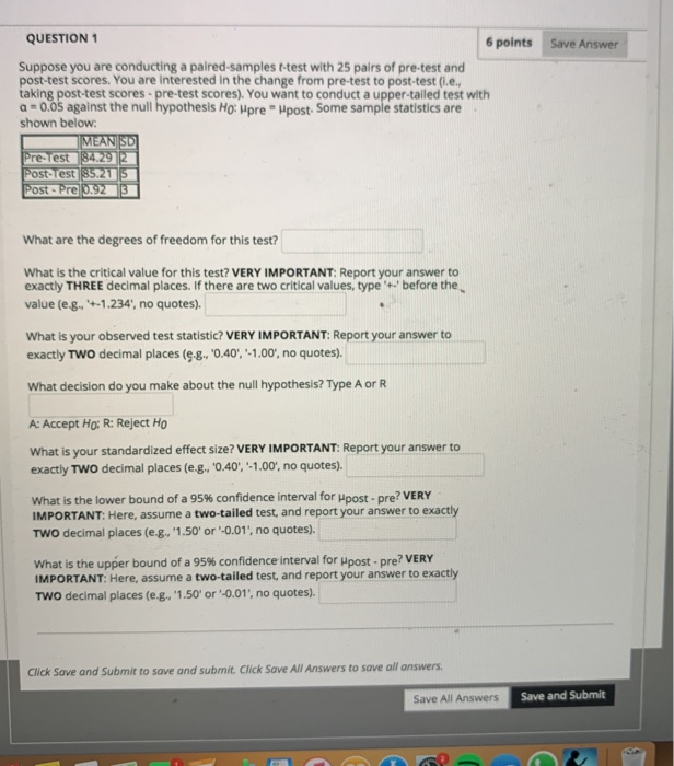 Solved Save Answer QUESTION 1 6 points Suppose you are | Chegg.com