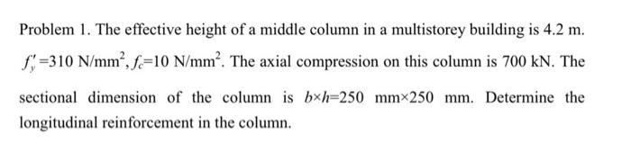 Problem 1. The effective height of a middle column in | Chegg.com
