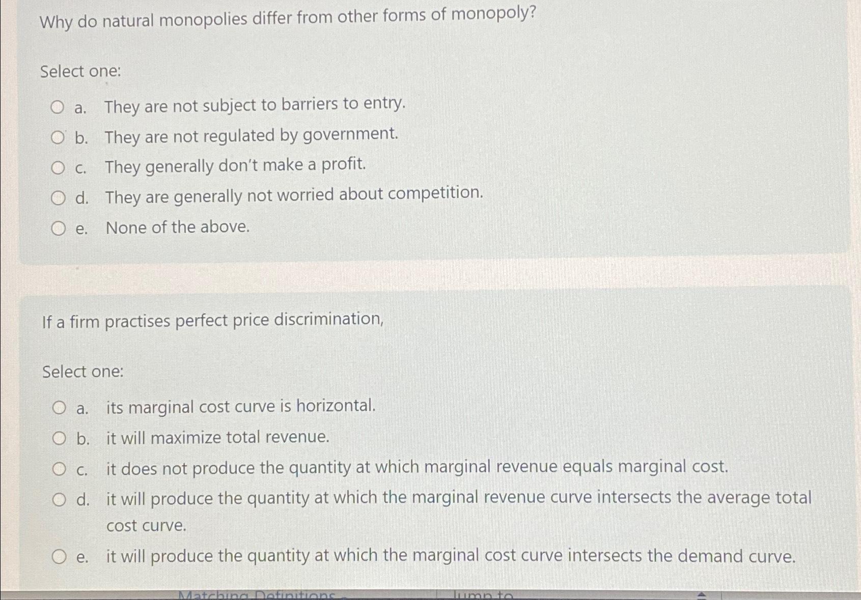Solved Why Do Natural Monopolies Differ From Other Forms Of Chegg