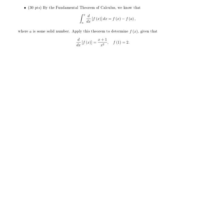 30 the fundamental theorem of calculus homework