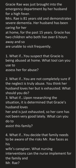 Solved Gracie Rae was just brought into the emergency | Chegg.com