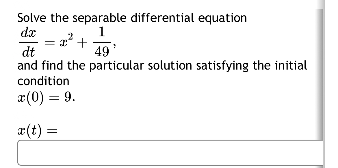Solved Solve the separable differential | Chegg.com