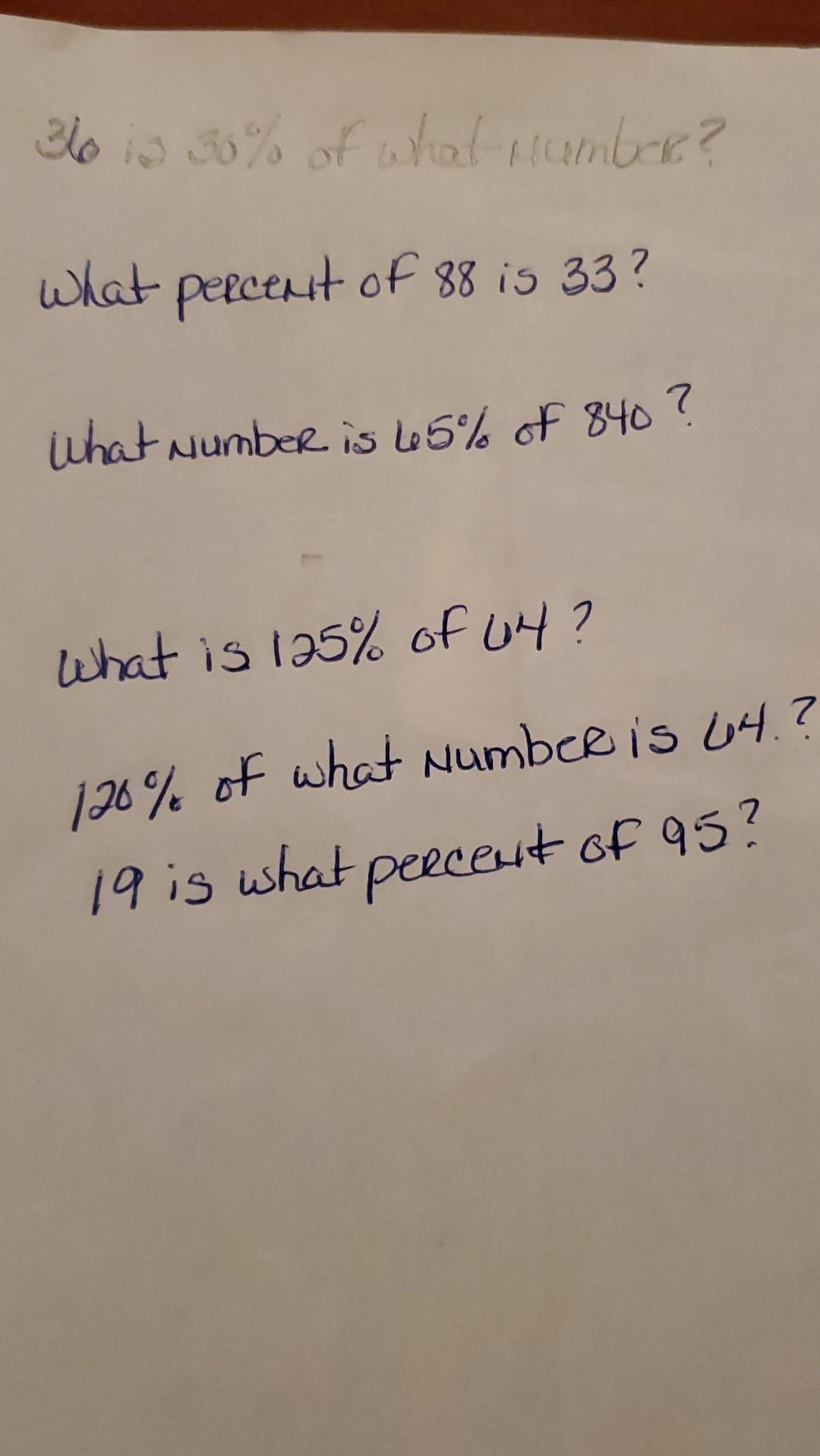 Solved 36 Is 30 Of What Number What Percent Of 88 Is 33 Chegg