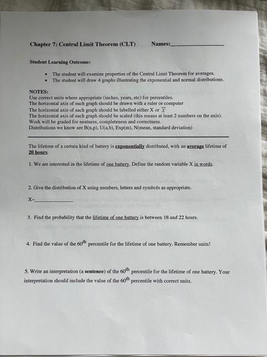 Solved Chapter 7: Central Limit Theorem (CLT) Names: Student | Chegg.com