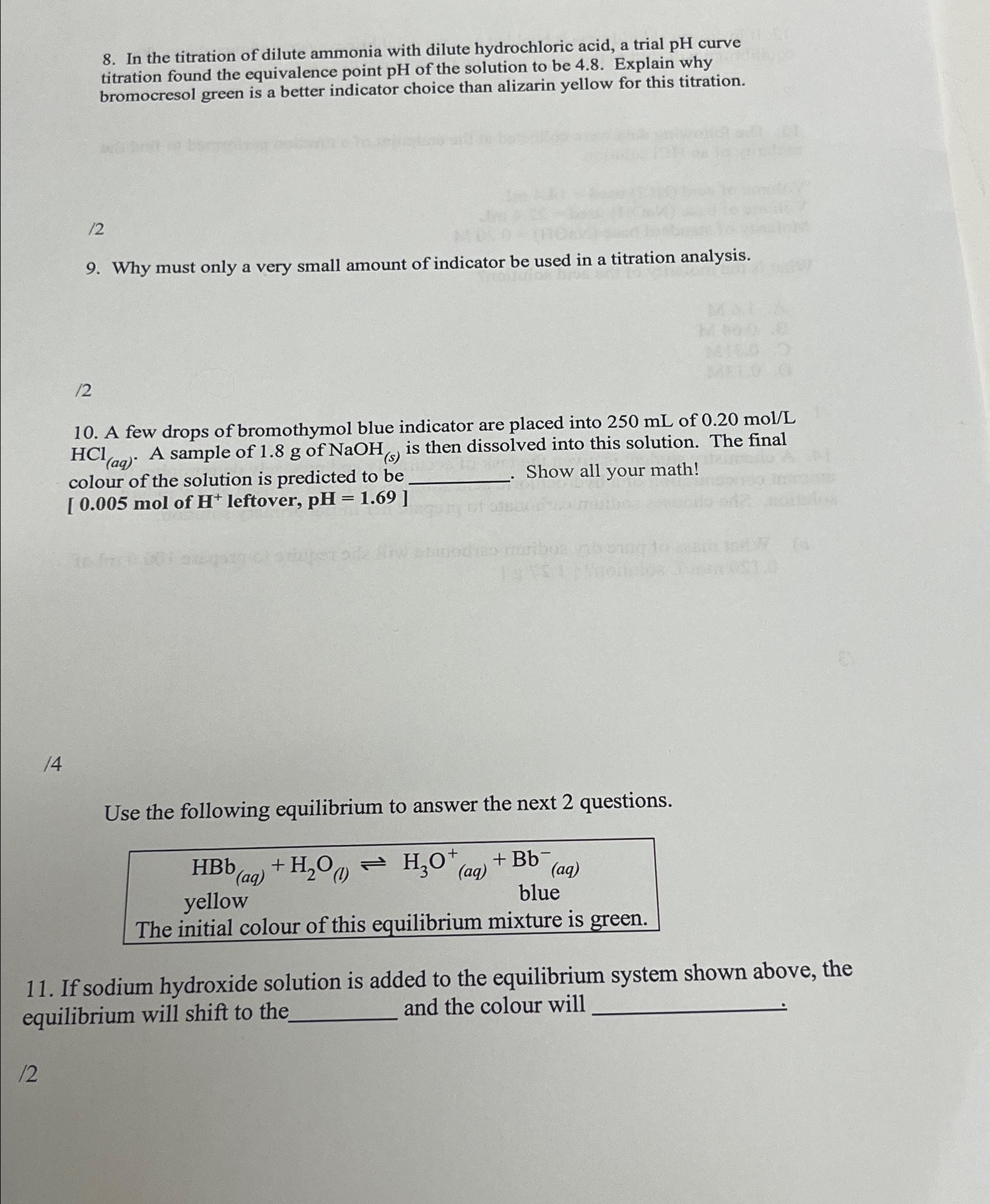 In the titration of dilute ammonia with dilute