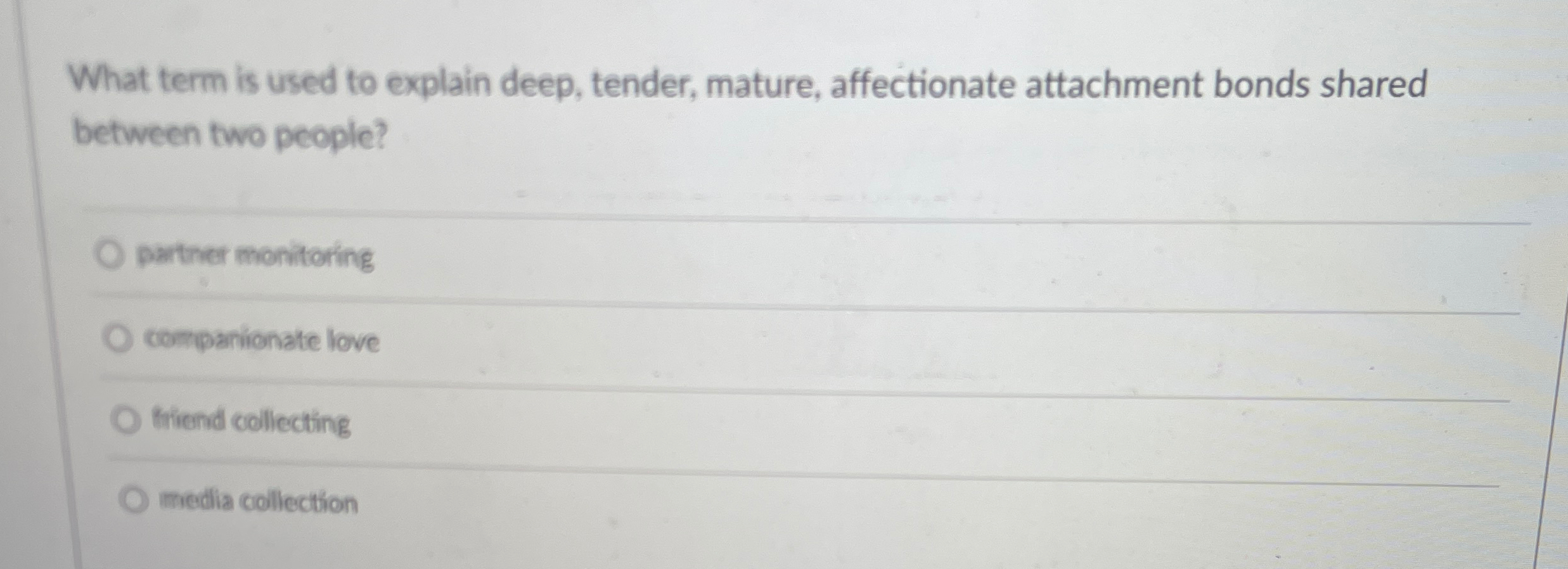 Solved What term is used to explain deep, tender, mature, | Chegg.com