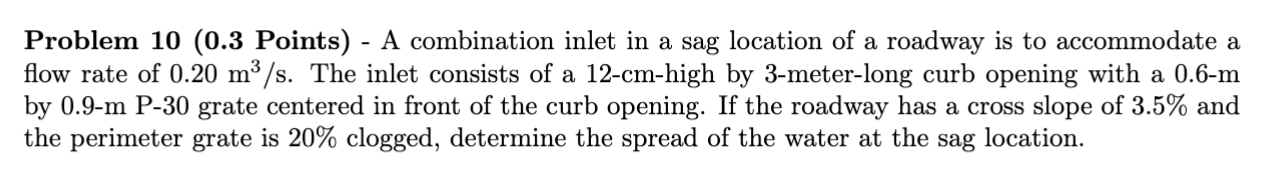 Solved Problem 10 (0.3 ﻿Points) - ﻿A combination inlet in ﻿a | Chegg.com