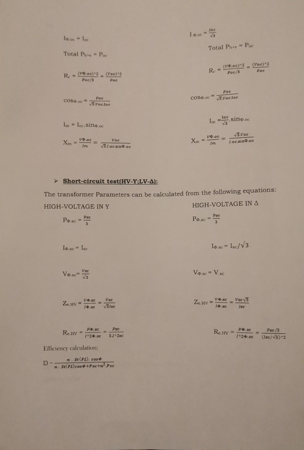 Experiment 3: OPEN AND SHORT CIRCUIT TESTS OF A THREE | Chegg.com