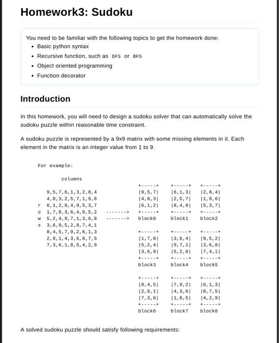 SOLUTION: Python sudoku solver assignment - Studypool