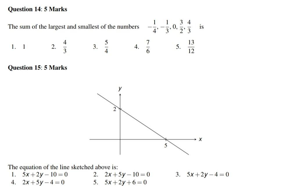 Solved Question 14: 5 Marks 1 1 The sum of the largest and | Chegg.com