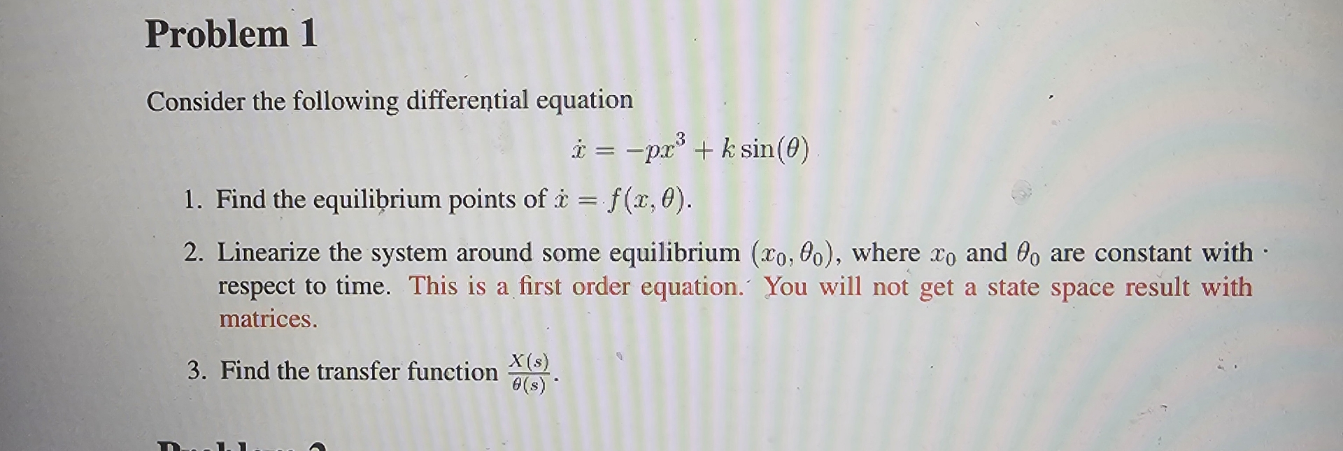 Solved Problem 1Consider The Following Differential | Chegg.com