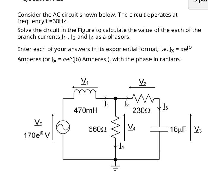 Solved Consider the AC circuit shown below. The circuit | Chegg.com