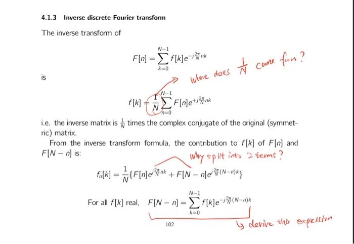 Solved 4 1 3 Inverse Discrete Fourier Transform The Inver Chegg Com