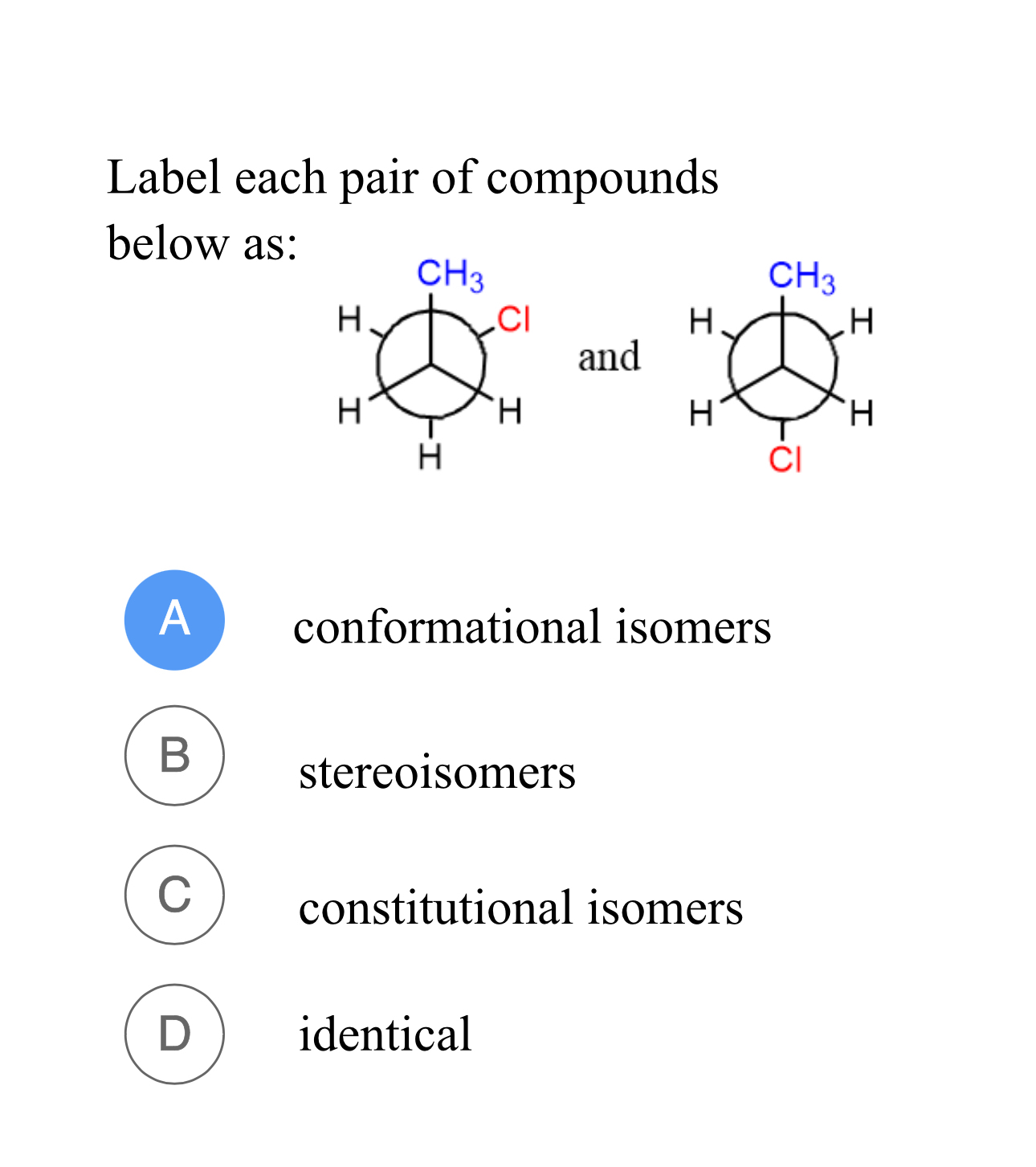Label each pair of compounds below asconformational | Chegg.com