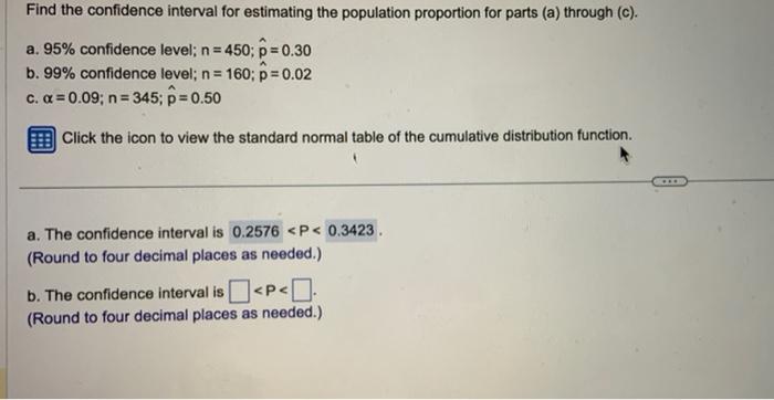 Solved Find the confidence interval for estimating the | Chegg.com