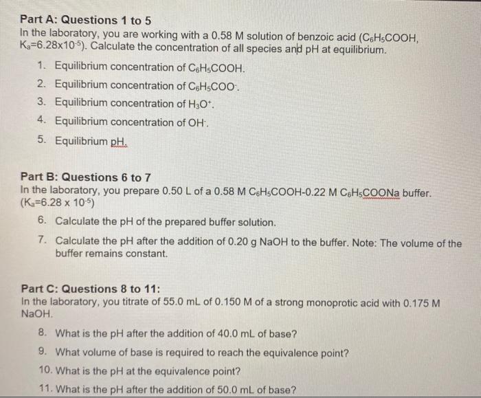 Solved Part A: Questions 1 To 5 In The Laboratory, You Are | Chegg.com