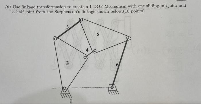 Solved (6) Use linkage transformation to create a 1-DOF | Chegg.com