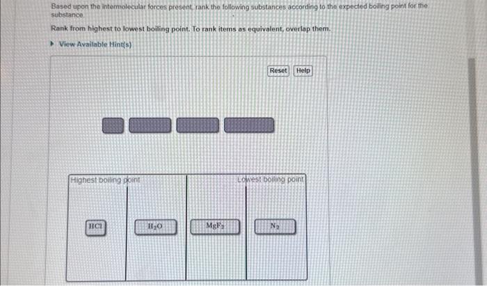 Solved Based upon the intermolecular forces present rank the | Chegg.com