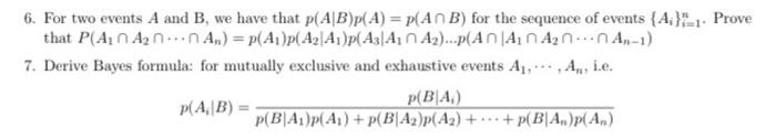 6. For Two Events A And B, We Have That | Chegg.com