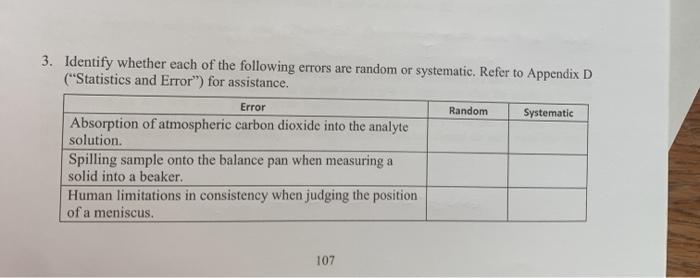 Solved Error Random 3. Identify whether each of the | Chegg.com
