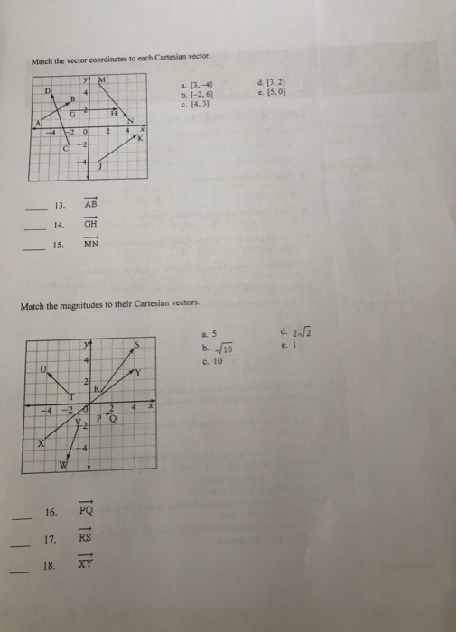 Solved Match the vector coordinates to each Cartesian | Chegg.com