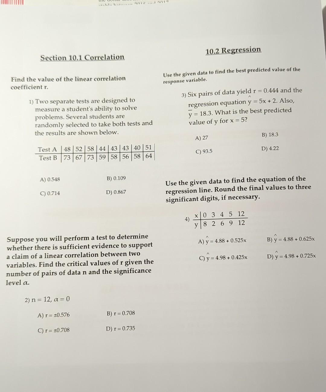 Solved Find The Value Of The Linear Correlation Use The | Chegg.com