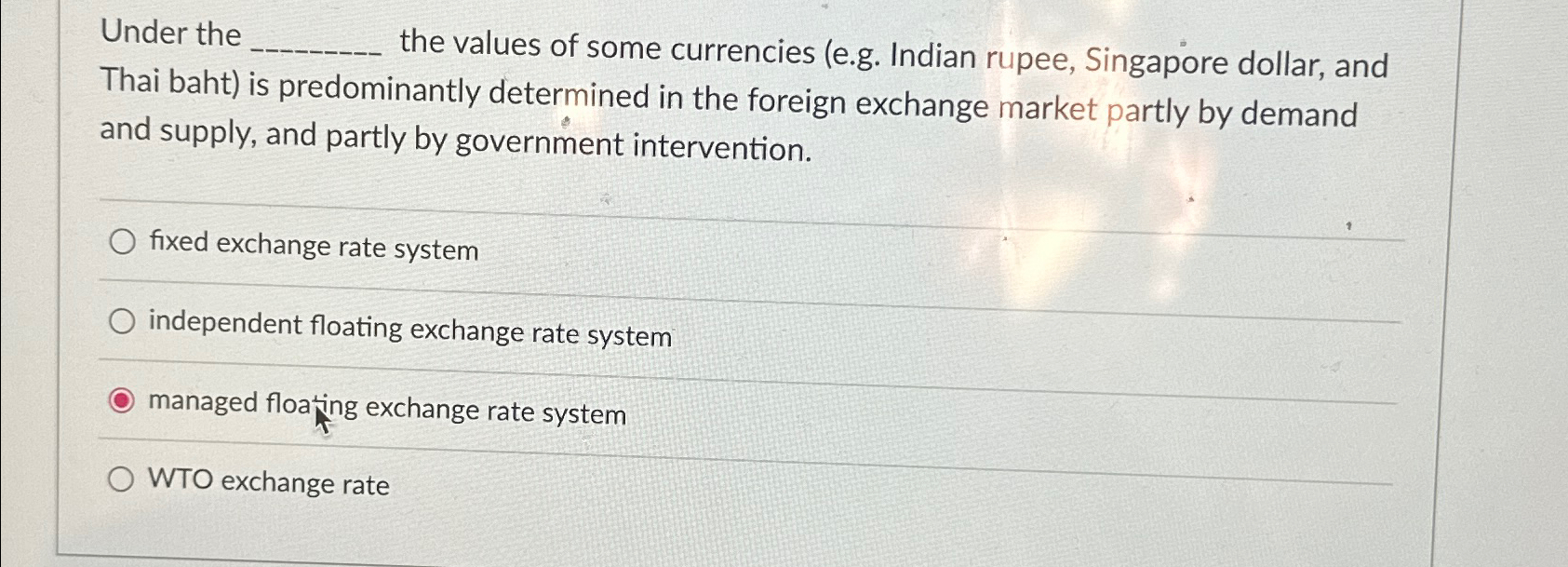 Solved Under the the values of some currencies (e.g. ﻿Indian | Chegg.com