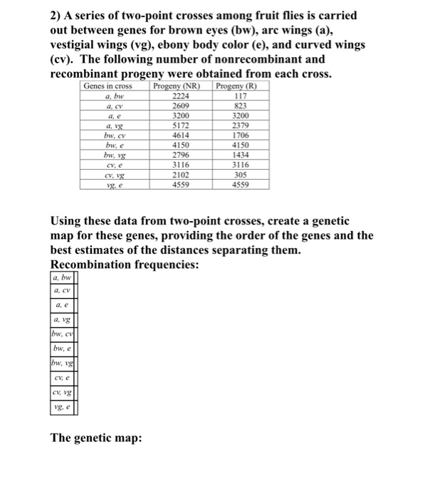 Solved 2) A series of two-point crosses among fruit flies is | Chegg.com