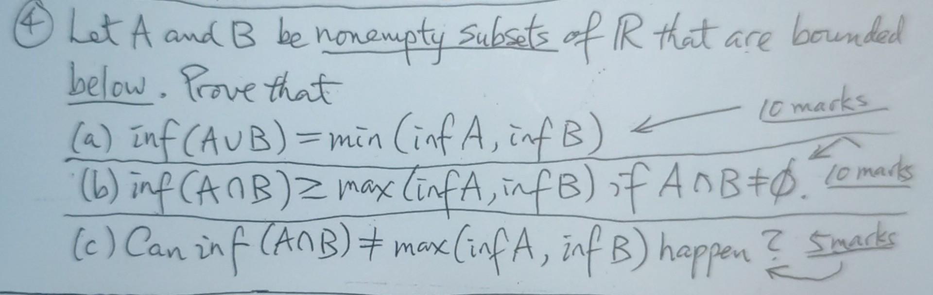 Solved 10 Marks Let A And B Be Nonempty Subsets Of R That | Chegg.com