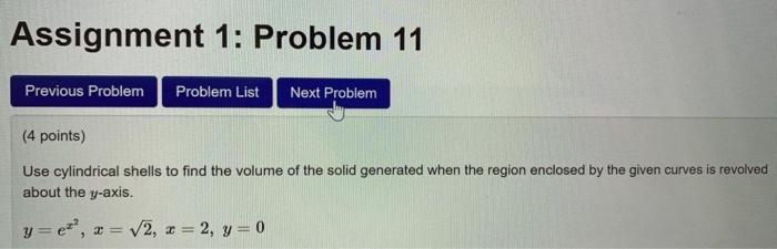 Solved Assignment 1: Problem 10 Previous Problem Problem | Chegg.com
