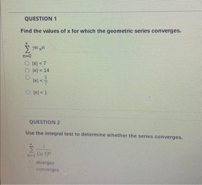 Solved Find The Values Of X For Which The Geometric Series | Chegg.com