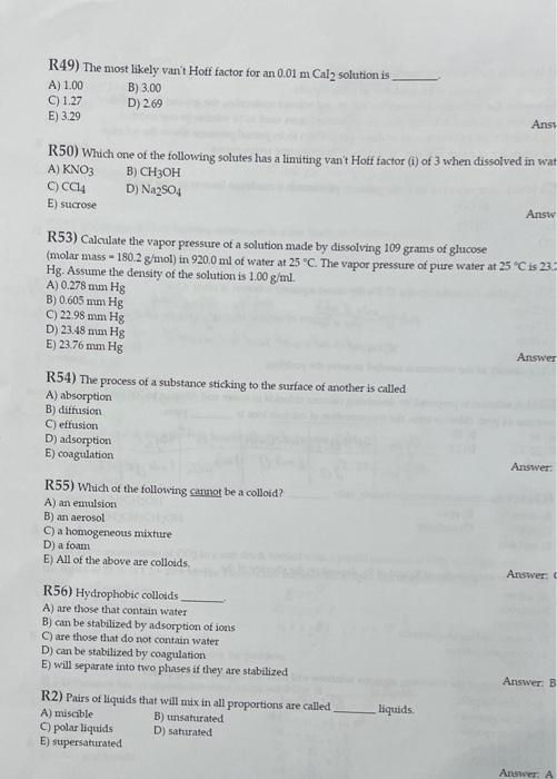 Solved R13 Whdch of the following substances is more likely