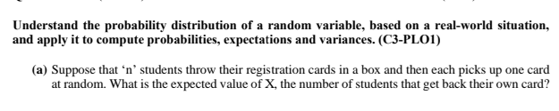 Solved Understand the probability distribution of a random | Chegg.com