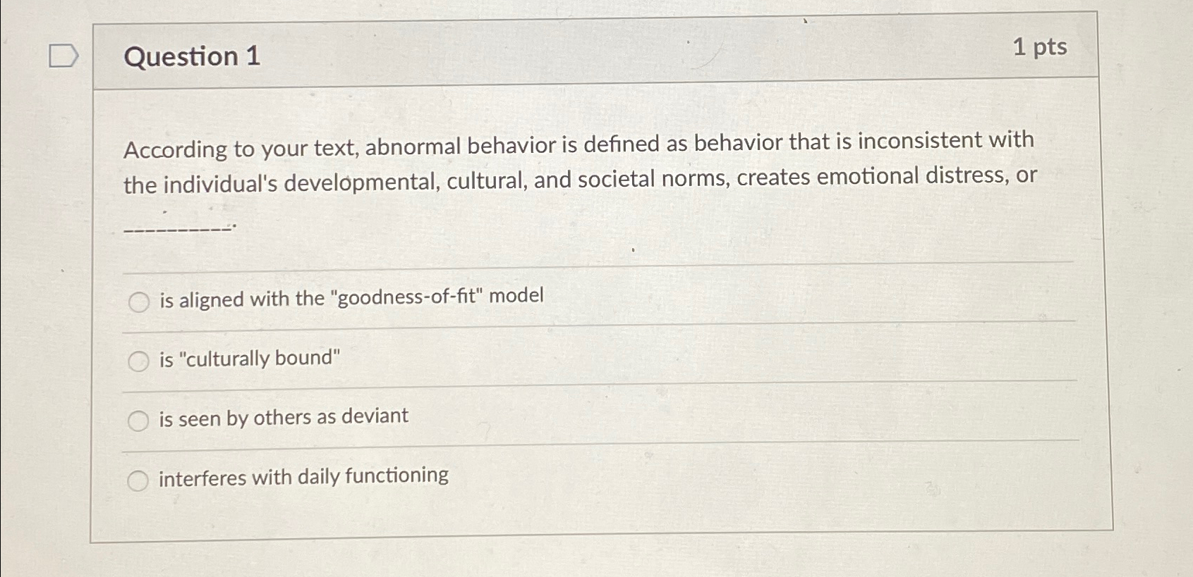 Solved Question 11 ﻿ptsAccording To Your Text, Abnormal | Chegg.com