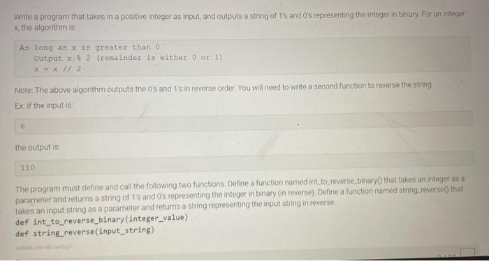 Solved Write a program that takes in a positive integer as | Chegg.com