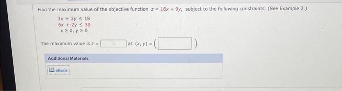 Solved Find the maximum value of the objective function | Chegg.com