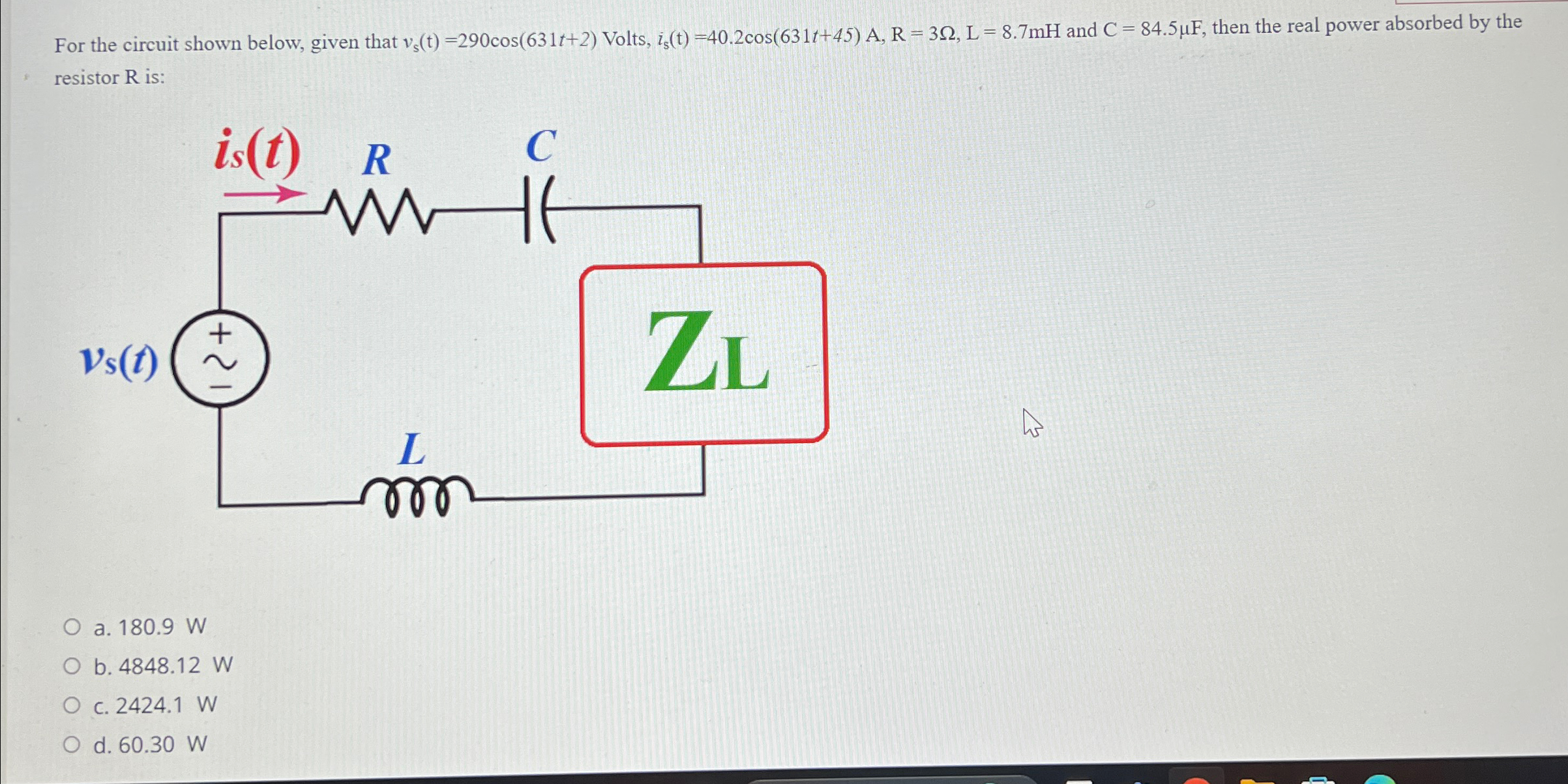 Solved For the circuit shown below, given that | Chegg.com