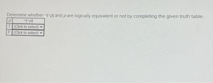 Solved Determine whether ¬(¬p) and p are logically | Chegg.com