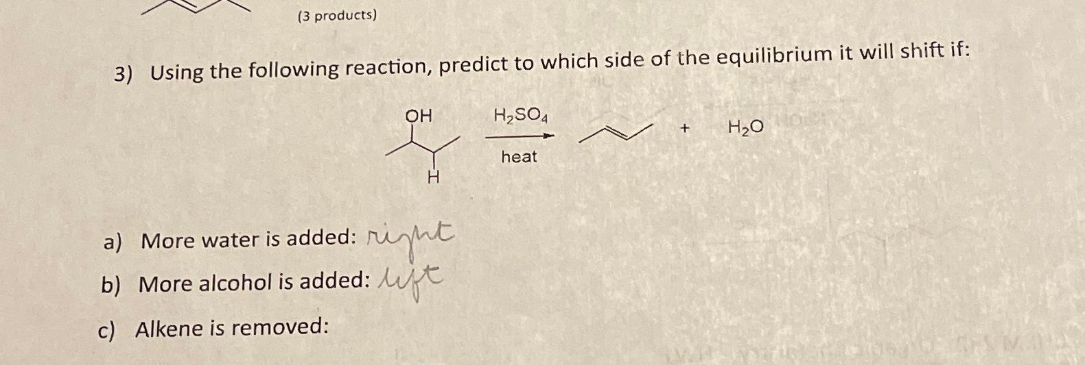 Solved Using the following reaction, predict to which side | Chegg.com