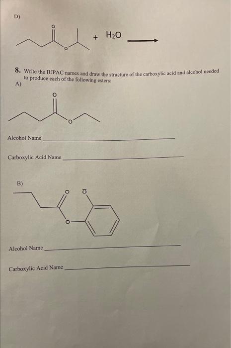 Solved 6. Draw the structures for Propanoic acid, 1-butanol, | Chegg.com