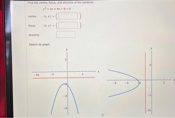 Solved Find the vertex, focus, and directrix of the | Chegg.com