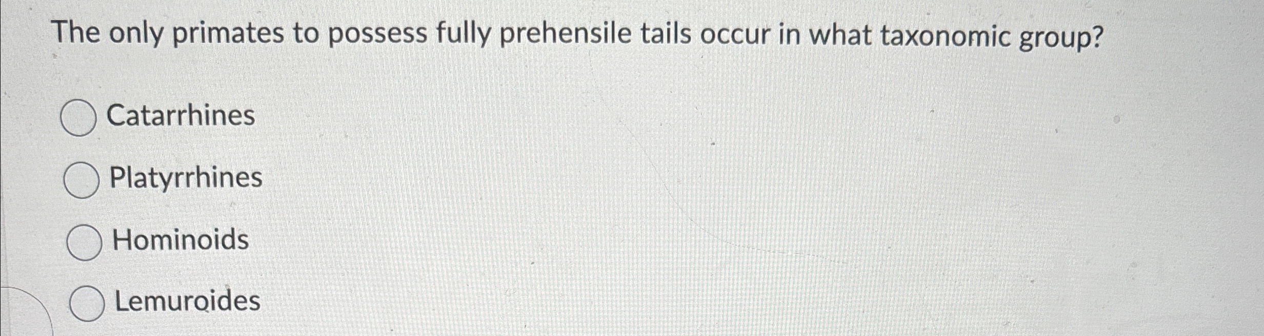 Solved The only primates to possess fully prehensile tails | Chegg.com