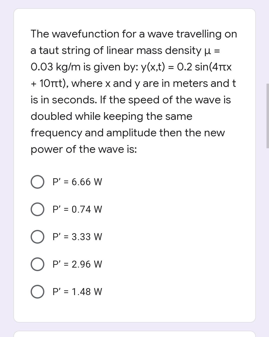 Solved = = 9 The Wavefunction For A Wave Travelling On A | Chegg.com