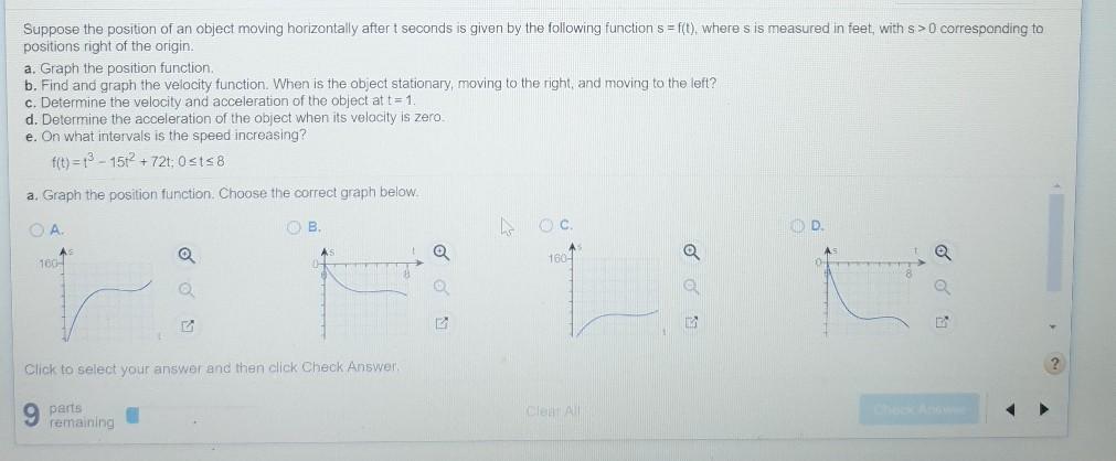 Solved Suppose the position of an object moving horizontally | Chegg.com