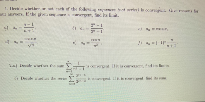 Solved 1. Decide whether or not each of the following | Chegg.com