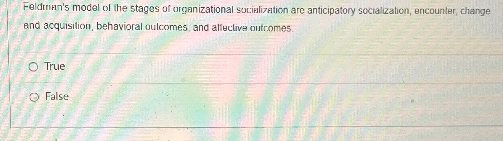 Solved Feldman's model of the stages of organizational | Chegg.com