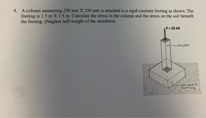 Solved 4. A column measuring 250 mm X 250 mm is attached to | Chegg.com ...