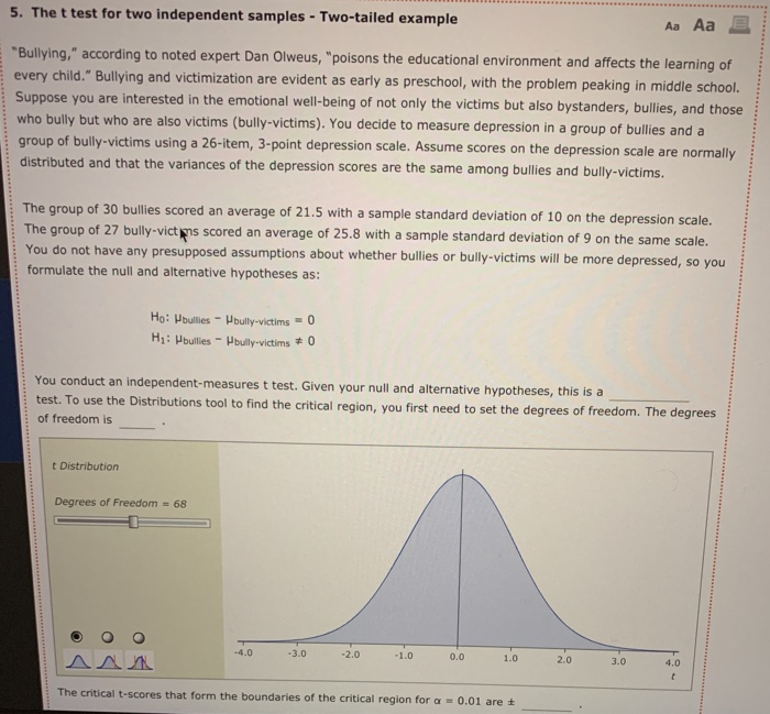 Solved 5. The T Test For Two Independent Samples - | Chegg.com