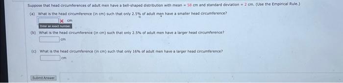 Solved Suppose that head circumferences of adult men have a | Chegg.com