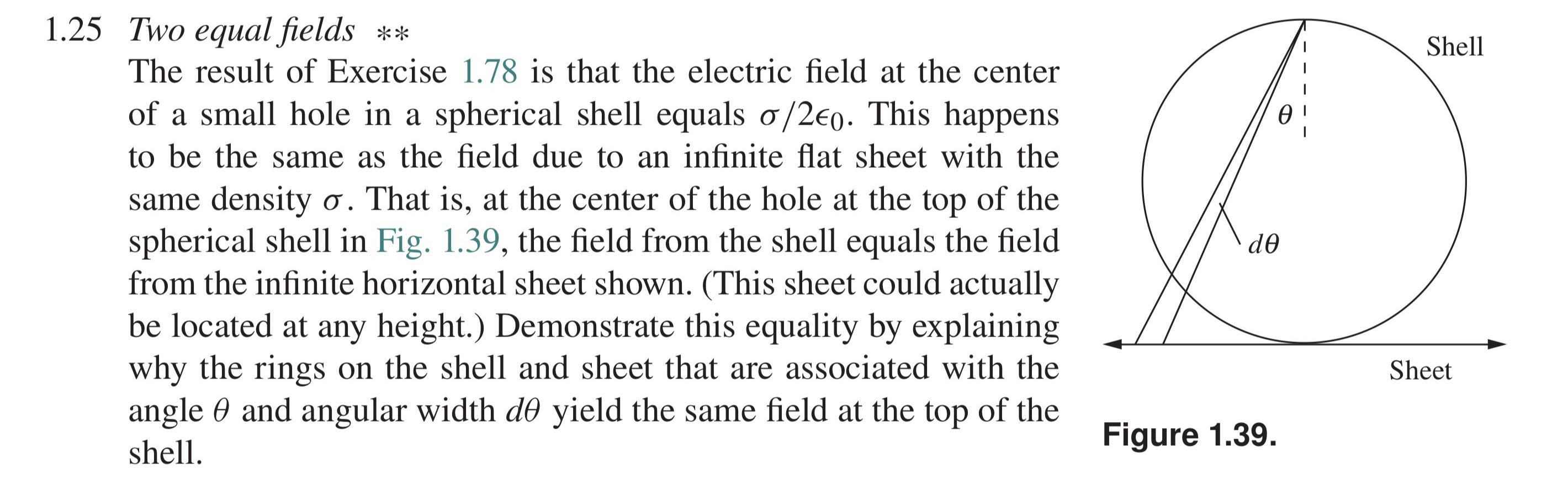 Solved 1.25 ﻿Two equal fields **The result of Exercise 1.78 | Chegg.com